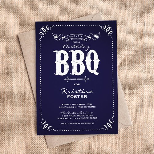 Rustic Vintage Chic Birthday Party BBQ Personalized Invitation