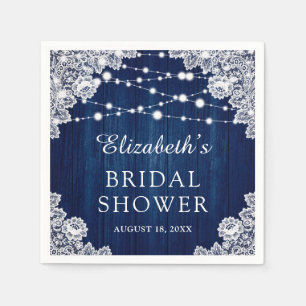 Navy Blue Rustic Bridal Shower Napkins