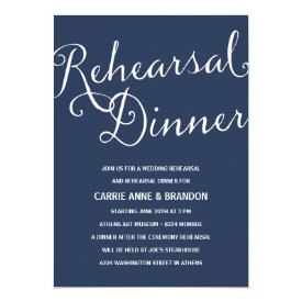 Navy Blue | Rustic Calligraphy Rehearsal Dinner Card