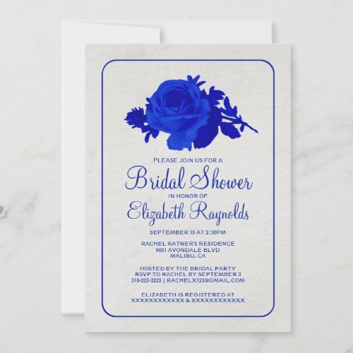 Navy Blue Rustic Floral Bridal Shower Invitations