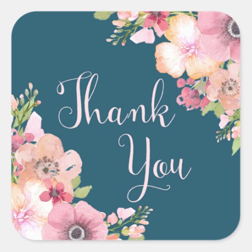 Navy Blue Rustic Floral Thank You Favor Tags