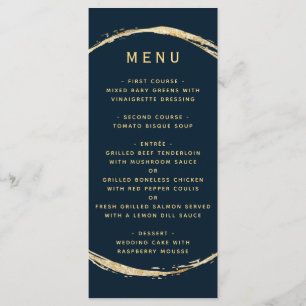Navy Blue Rustic Gold Circle Ampersand Wedding Menu