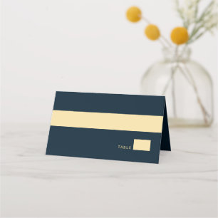 Navy Blue Rustic Gold Circle Ampersand Wedding Place Card