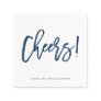 Navy Blue Rustic Hand Lettering Cheers Wedding Napkins