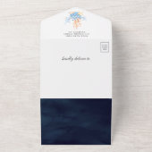 Navy Blue Rustic Nautical Sailboat Baby Shower All In One Invitation (Outside)