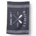Navy Blue Rustic Oars Personalized Lake House