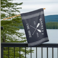 Navy Blue Rustic Oars Personalized Lake House