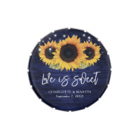 Navy Blue Rustic Sunflower Wedding Love Is Sweet Candy Tin