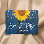 Navy Blue Rustic Sunflower Wedding Save The Date Announcement Postcard at Zazzle