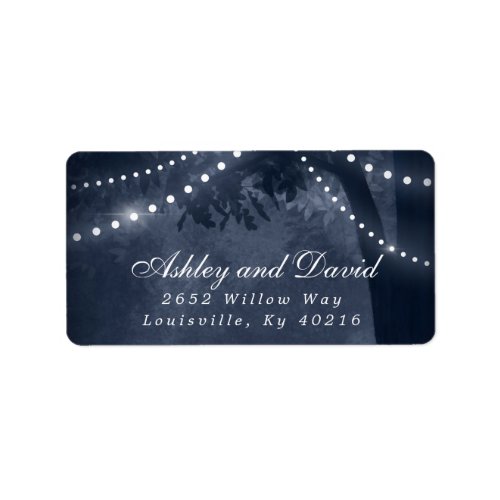 Address Labels 16 Navy Blue Rustic Tree String Lights Return Address Label