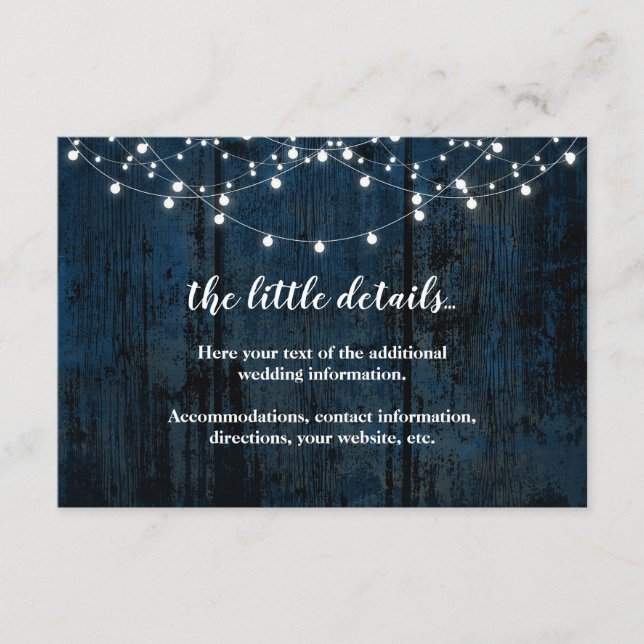 Navy Blue Rustic Wood  Enclosure Card (Front)