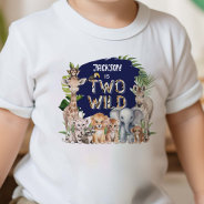 Navy Blue Safari Two Wild Jungle 2nd Birthday Toddler T-shirt at Zazzle