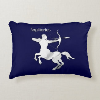 Navy Blue Sagittarius Zodiac Decorative Pillow