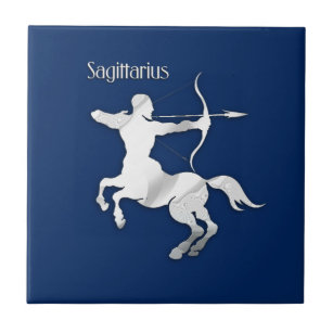 Navy Blue Sagittarius Zodiac Tile