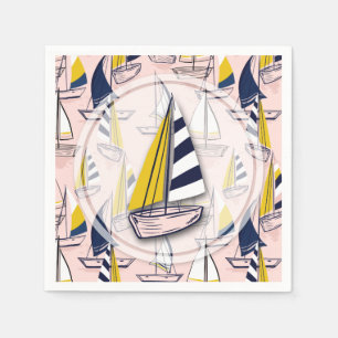 Navy Blue Sailboats Party Napkins