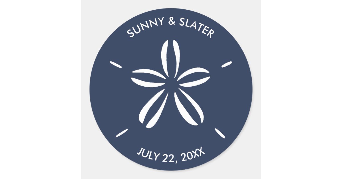 Navy Blue Sand Dollar Beach Seashell Classic Round Sticker | Zazzle