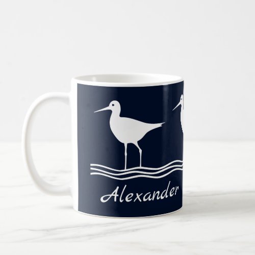 Navy Blue Sandpipers on white Coffee Mug