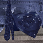 Navy Blue Sapphire Peony Wedding Neck Tie<br><div class="desc">A dark and delicious deep navy blue velvety watercolor background with a minimalist gallery of peonies and blue eucalyptus and a classic white upper case serif font announcing your wedding details.</div>