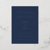 Navy Blue Save the Date Foil Invitation (Standing Front)