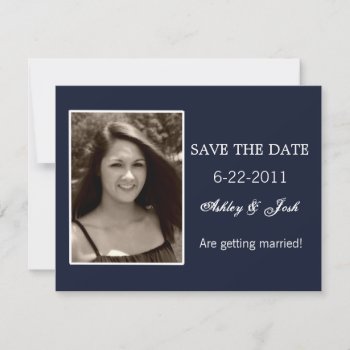 Navy Blue Save The Date Invites by AllyJCat at Zazzle