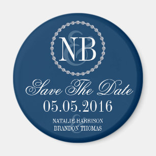Navy blue Save The Date wedding magnet