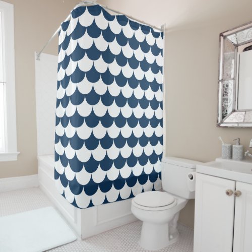 Navy Blue Scallop Shower Curtain