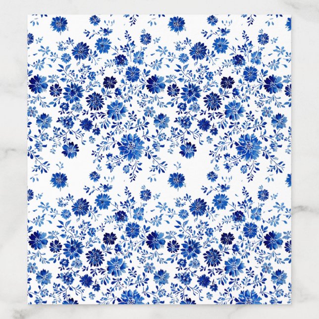 Navy Blue Scalloped Floral  Envelope Liner (Design)