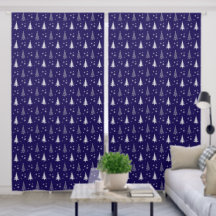 Navy Blue Scandi Christmas Trees and Snowflakes 