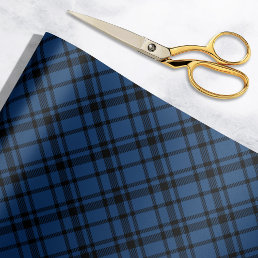 Navy Blue Scottish Tartan Plaid Holiday Wrapping Paper