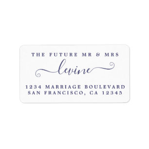 Navy Blue Script Future Mr Mrs Return Address Label