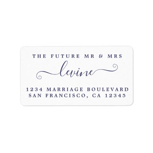 Navy Blue Script Future Mr Mrs Return Address Label