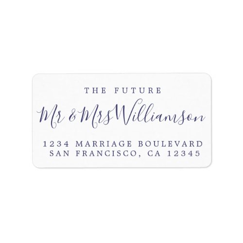 Navy Blue Script Future Mr Mrs Return Address Label