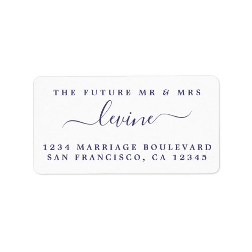 Navy Blue Script Future Mr Mrs Return Address Label