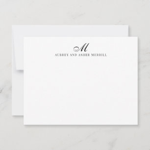 Navy Blue Script Monogram Modern Stationery Note Card