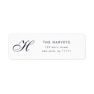 Navy Blue Script Monogram Return Address Label