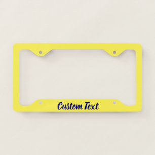 Navy Blue Script on Yellow License Plate Frame