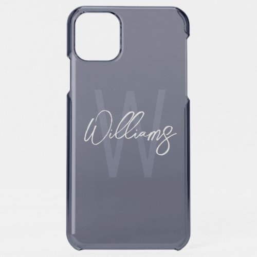 Navy Blue Script Personalized Monogram and Name iPhone 11 Pro Max Case