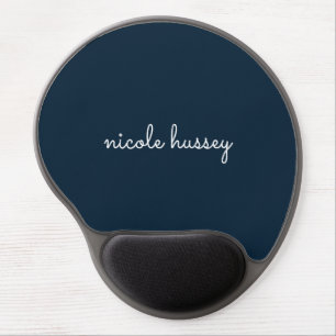 Navy Blue Script   Stylish Monogram Modern Gel Mouse Pad