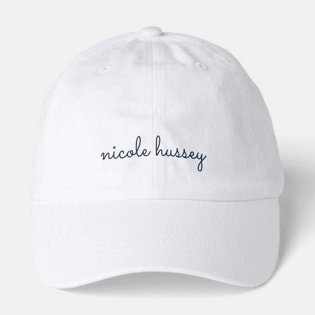 Navy Blue Script | Stylish Monogram Modern Hat (Front)