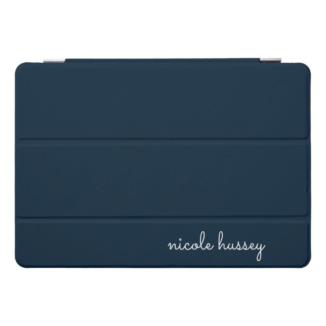 Navy Blue Script  | Stylish Monogram Modern iPad Pro Cover (Horizontal)