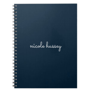 Navy Blue Script   Stylish Monogram Modern Notebook