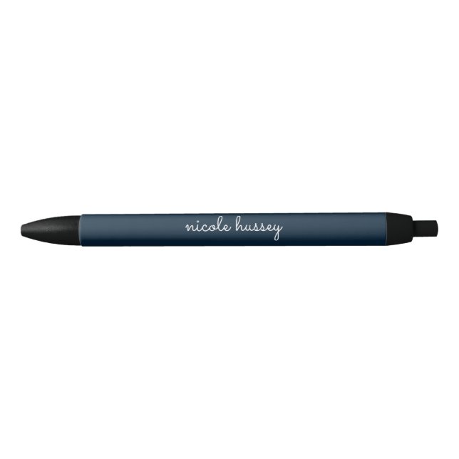 Navy Blue Script  | Stylish Monogram Modern Pen (Front)