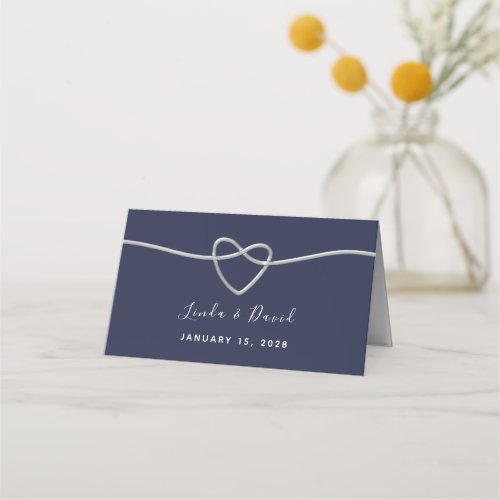 Navy Blue Script Wedding Place Card