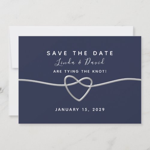 Navy Blue Script Wedding Save The Date