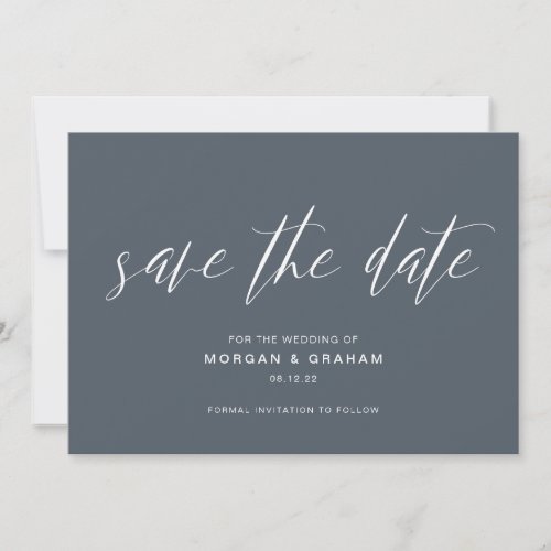 Navy Blue Script Wedding Save the Date Invitation