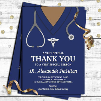 Navy Blue Scrubs Medical Professional Thank You by reflections06 at Zazzle