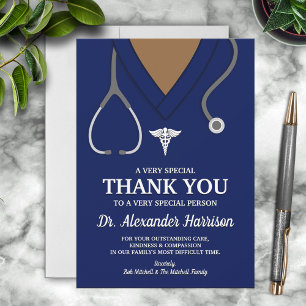 Navy Blue Scrubs Medical Professional Thank You Card