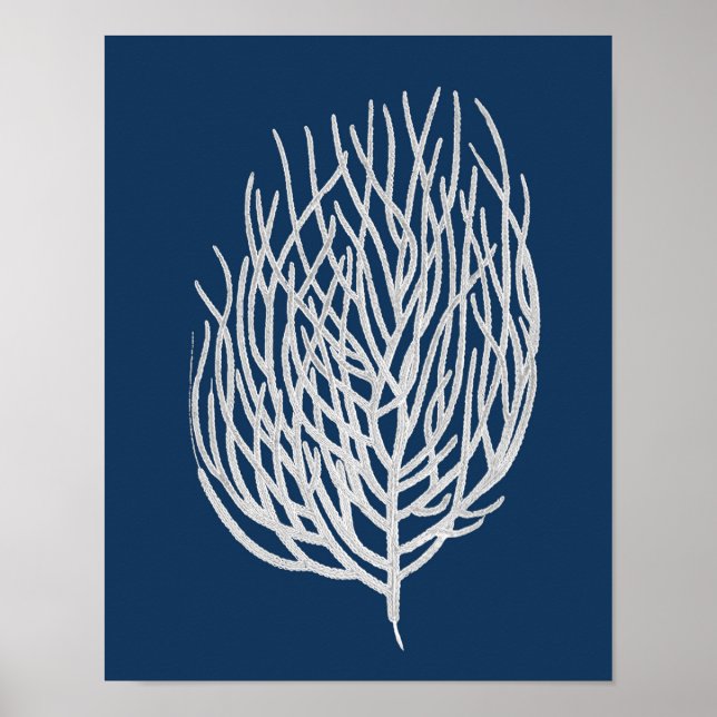 Navy Blue Sea Coral #9 Beach Decor wall art (Front)