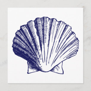 Navy Blue Sea Shell Luau Reception Invitation