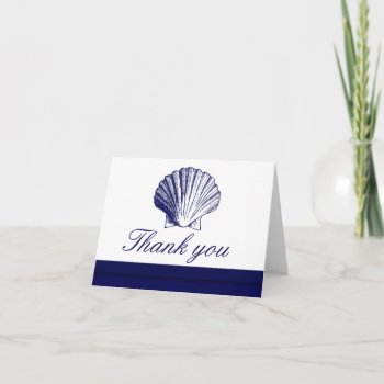 Navy Blue Sea Shell Thank You Note Cards by OddballAffairs at Zazzle